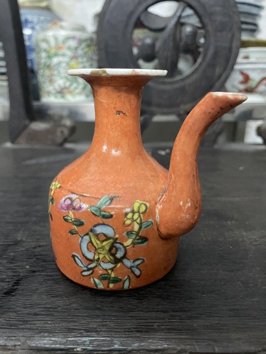 陶器 中国美術 台灣懷舊早期【天命百壽】珊瑚紅 31cm花瓶 陶器 中国