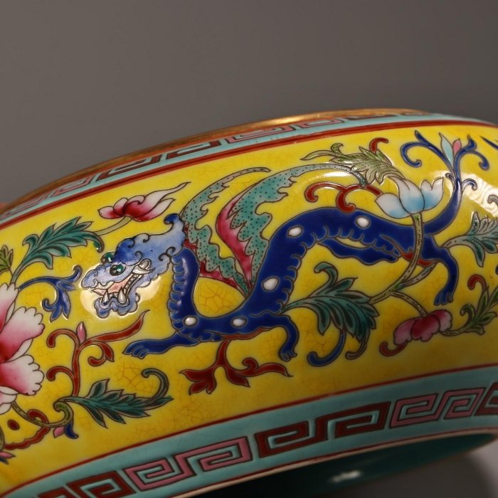 手繪琺瑯彩粉彩鎏金瓷器筆洗畫工精湛款式器型精美重460克00125212 【秦