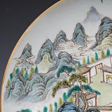 清道光瓷器粉彩山水閣樓盤古董古玩明清老瓷器舊貨老貨收藏品擺件