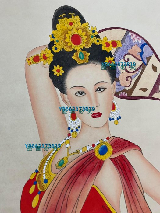 編號KAT一129精品四尺中堂畫張大千人物畫手繪之作實物攝—圖—物【藝海拾