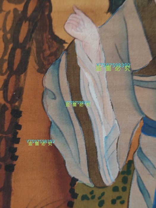 編號ZX38 三尺中堂手繪唐寅人物材質：絹本一物一圖實物攝！ 【唐韻坊