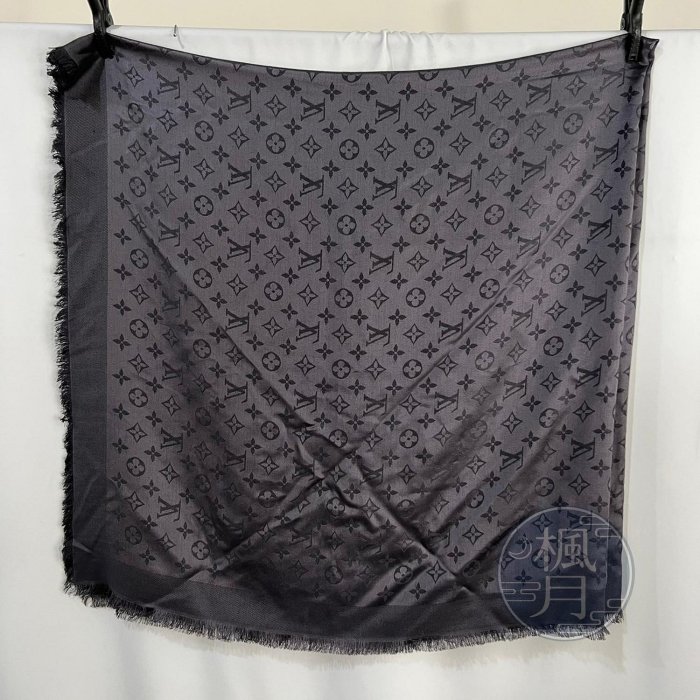 LOUIS VUITTON 路易威登M74752 墨灰原花圍巾絲巾LV 披肩| Yahoo拍賣