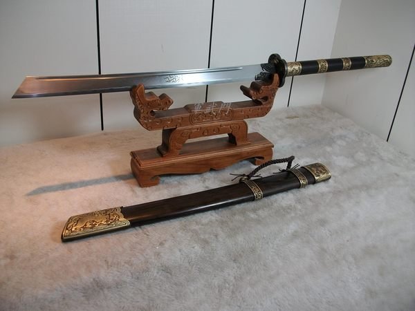 康熙斬馬刀二級黒檀百錬文紋鋼  古兵器 武具 刀装具 日本刀 模造刀 居合刀 康熙斬馬刀二級黒檀百錬文紋鋼 古兵器 武具 刀装具 日本