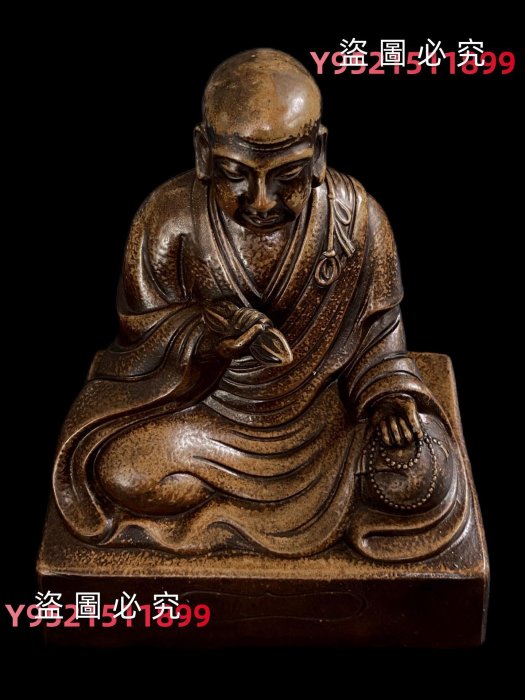 可議價）日本古美術古備前燒高25cm 高野山真言宗【空海】弘法大師像陶