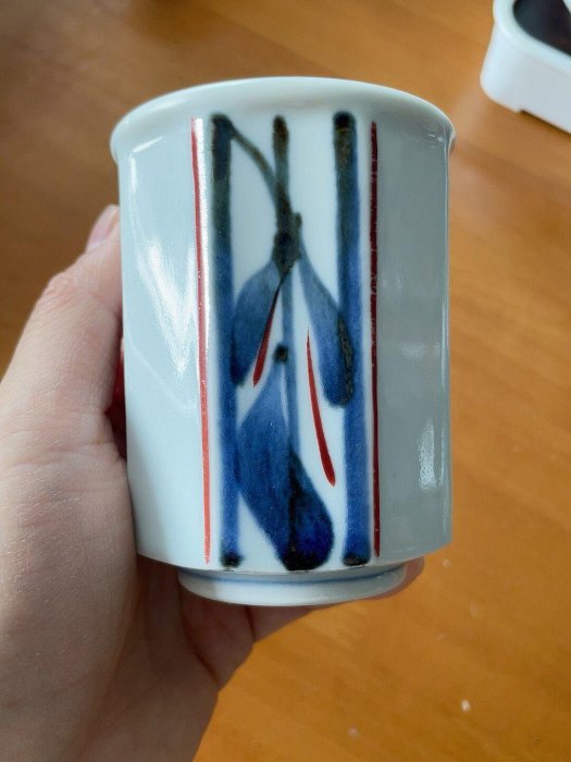 日本回流手寫底款手描青花主人杯中古瓷器手工繪製青花茶杯茶道器具復古