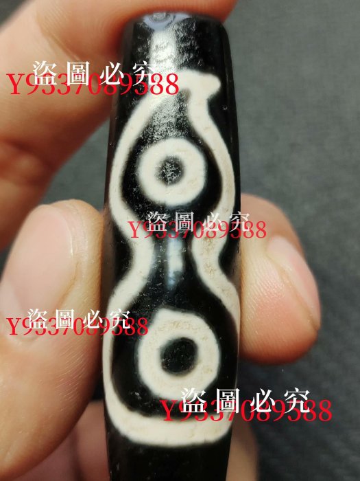 西藏回流葫蘆四眼天珠做工精細圖案清晰自然磨損尺寸57*15 天珠古董古玩