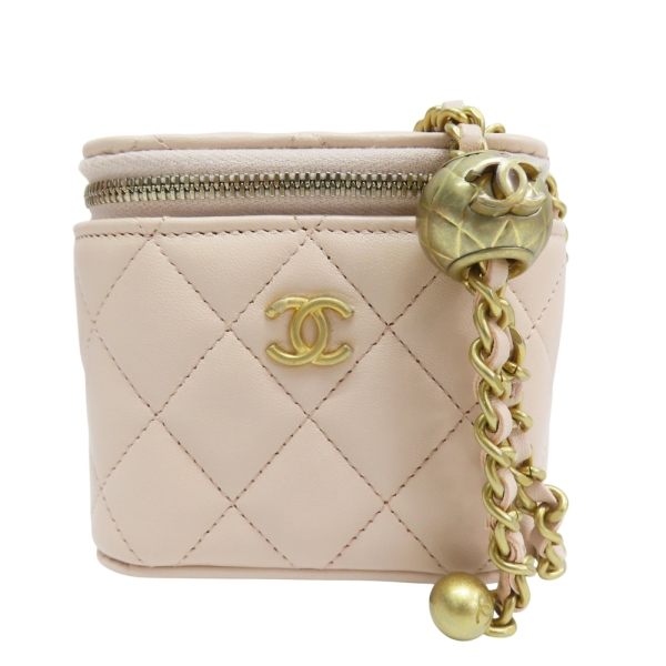 CHANEL 香奈兒 粉膚色 羊皮 Vanity 金球 方盒 鍊帶肩揹包 金釦 【二手名牌BRAND OFF】