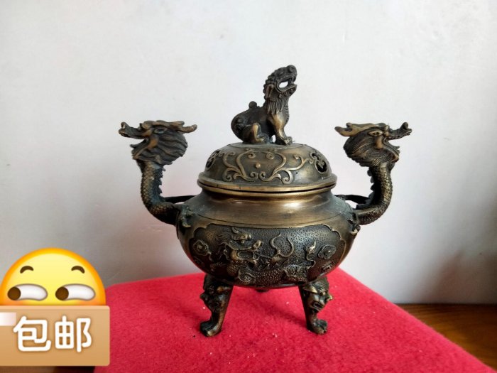 中国美術 古銅 獅子 置物 香炉 古玩 唐物 唐銅 銅製 香道具 金属工芸