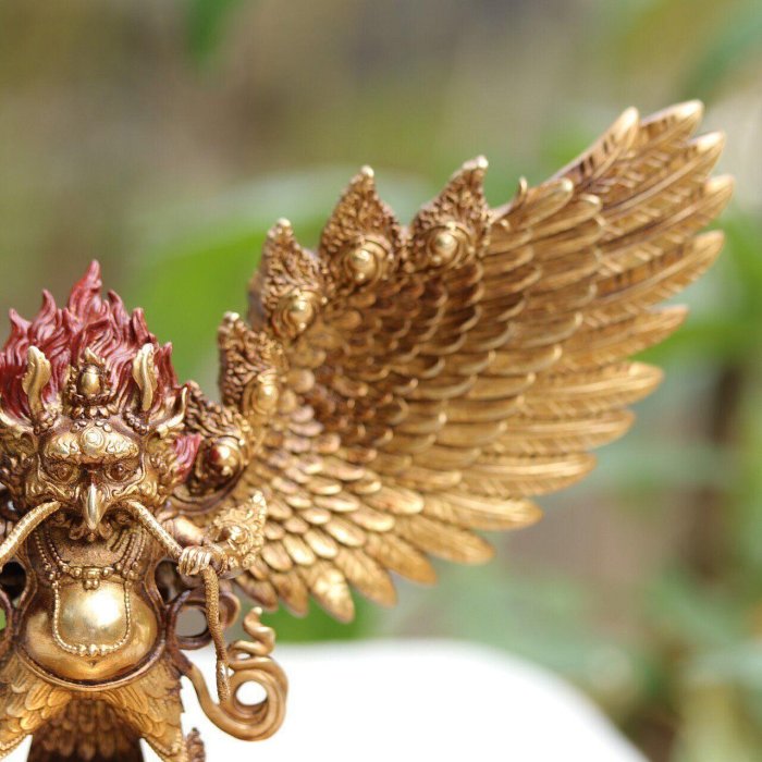 嚴選金翅大鵬鳥、雷震子、迦樓羅像原圖，上乘精銅鑄造鎏金工藝，尺寸長