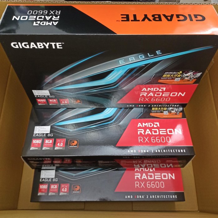 技嘉AMD RX6600 8G顯示卡21年10月出廠/最省電顯示卡3風扇/效率最強顯卡CP值高