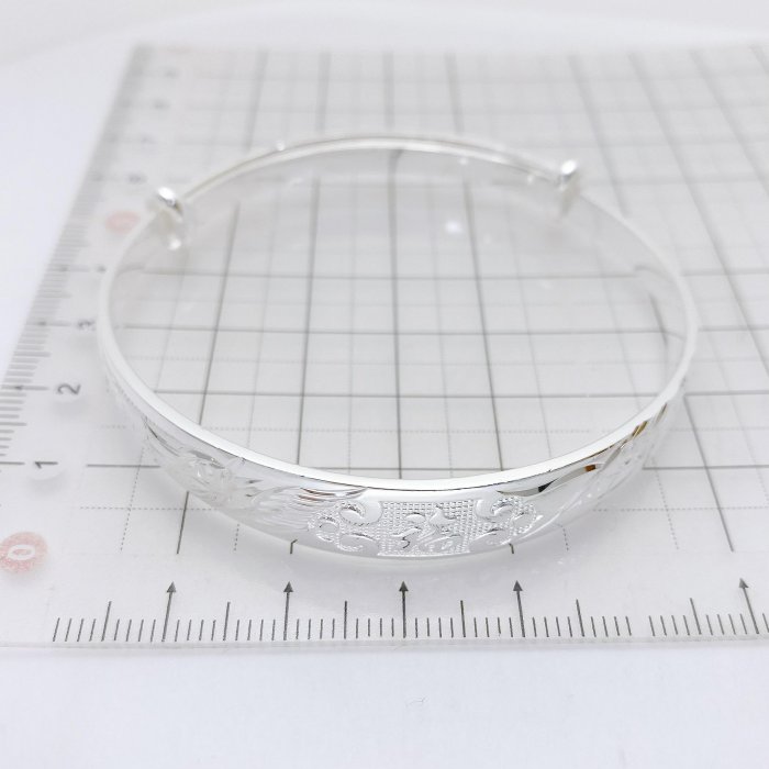 金泰源銀樓純銀999 銀福福氣鳳凰保平安傳統亮面手鐲手環活動手圍J57