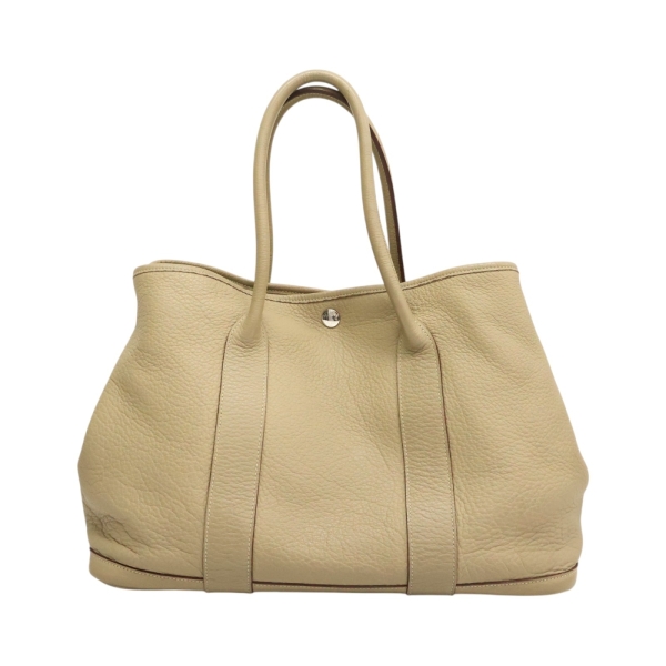 HERMES 愛馬仕 風衣灰色 Negonda牛皮 Garden Party 36 手提包 口L刻 【二手名牌BRAND OFF】