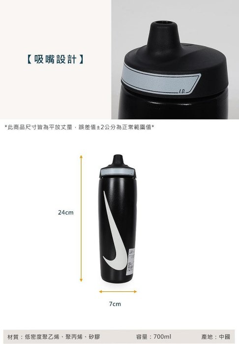 【曼森體育】NIKE REFUEL BOTTLE 瓶蓋擠壓水壺 24 OZ 運動水壺 慢跑 登山