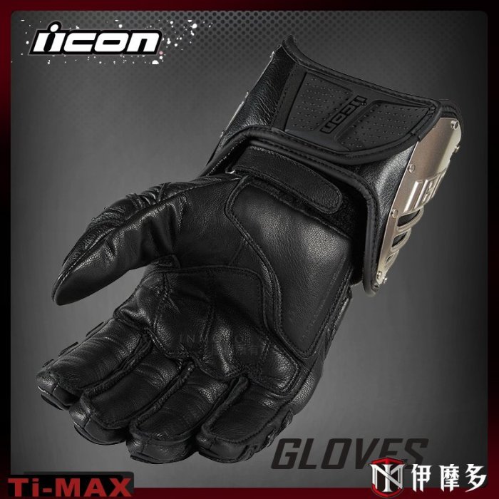 Icon Timax 伊摩多※美國 ICON TIMAX LONG 鈦合金 長手套 山羊皮 皮革 鈦護塊 真皮 競技款 黑 | Yahoo拍賣