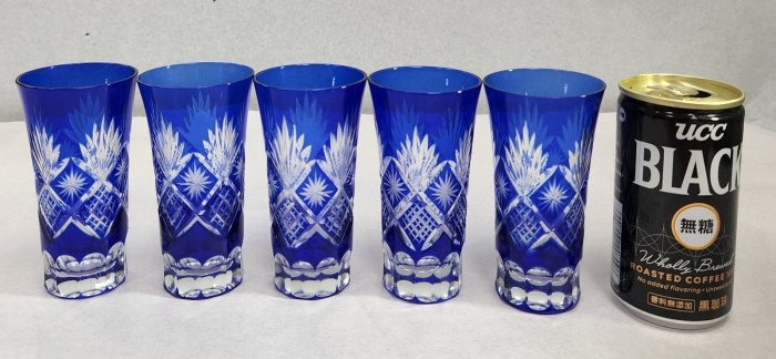 2544 藍切子　5客　未使用 2544 藍切子5客未使用