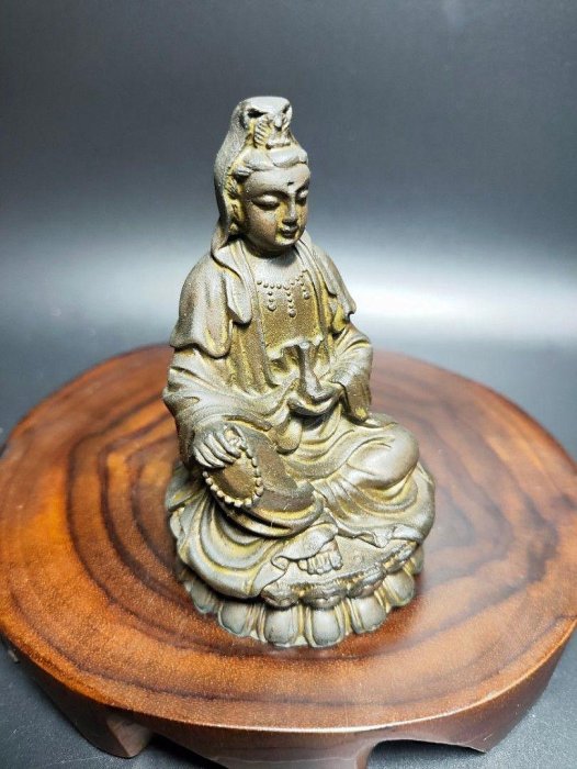 早期純銅神尊老件-觀音#26（古董/銅雕/收藏/銅爐/香爐/銅器/天狗/明朝