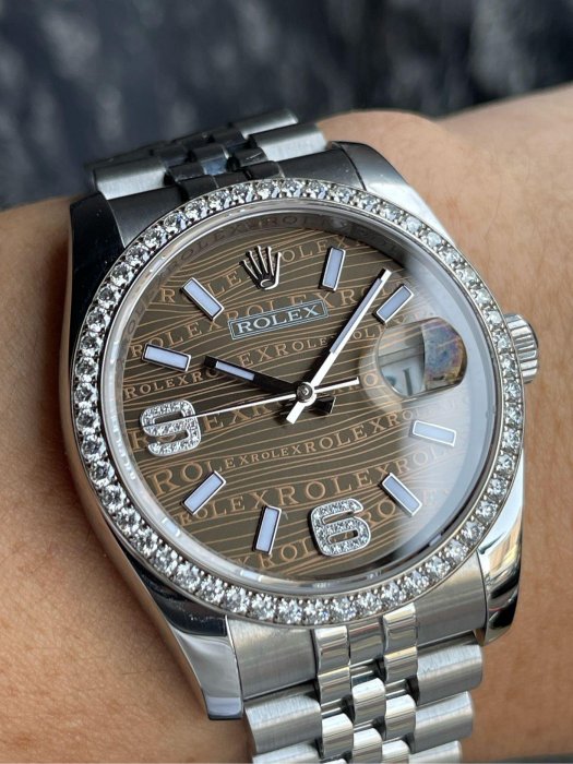 樂時計絕版稀有波浪紀念面盤ROLEX 勞力士116244 日誌系列白鋼原裝鑽圈