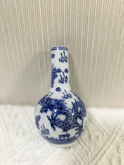 嚴選日本回流景德鎮釉下青花雙龍戲珠小壺與花瓶，全新品質如新，值得