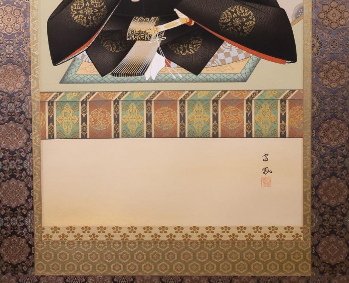 菅原道真掛軸日本畫掛軸井上富鳳絹本天神樣| Yahoo拍賣