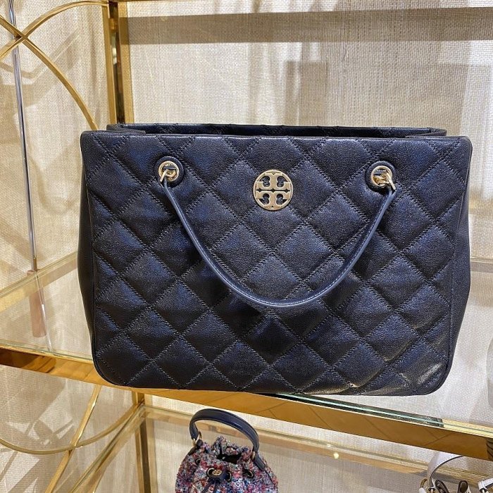 Tory Burch Willa Tote Bag 148250 黑色羊皮Tote Bag 鏈條包經典