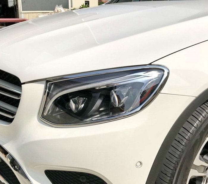 圓夢工廠 Benz 賓士 GLC C253 2016~2019 GLC220 GLC250 改裝 鍍鉻銀車燈框貼 前燈框