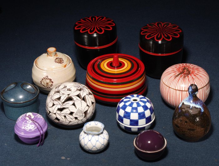 3/31結標日本茶道香合漆藝古瓷蓋物多件組AEC0859 -香道具火缽沉香香爐