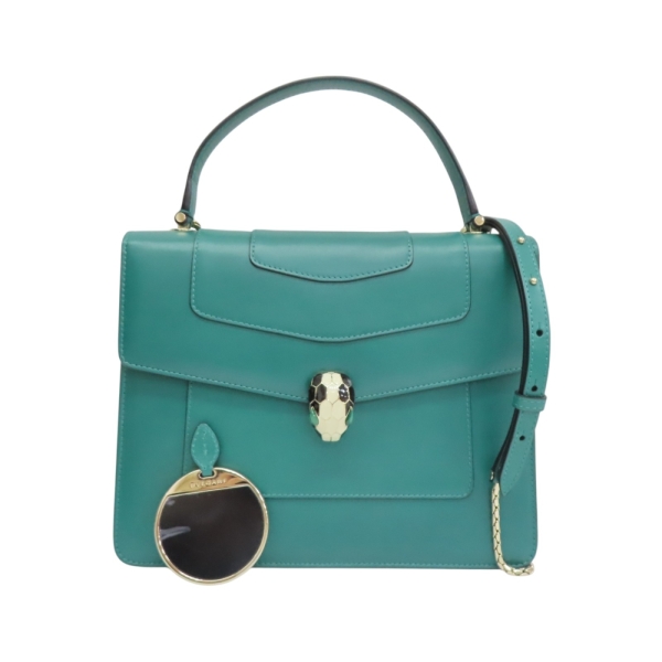 BVLGARI 寶格麗 Serpenti Forever Top Handle 兩用包 綠色牛皮 39781 【二手名牌BRAND OFF】