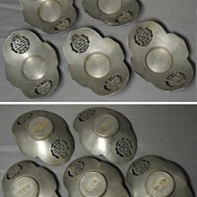 煎茶器具】日本回流老件清代肖天泰銘唐物古錫茶托五客囍字簍空良品
