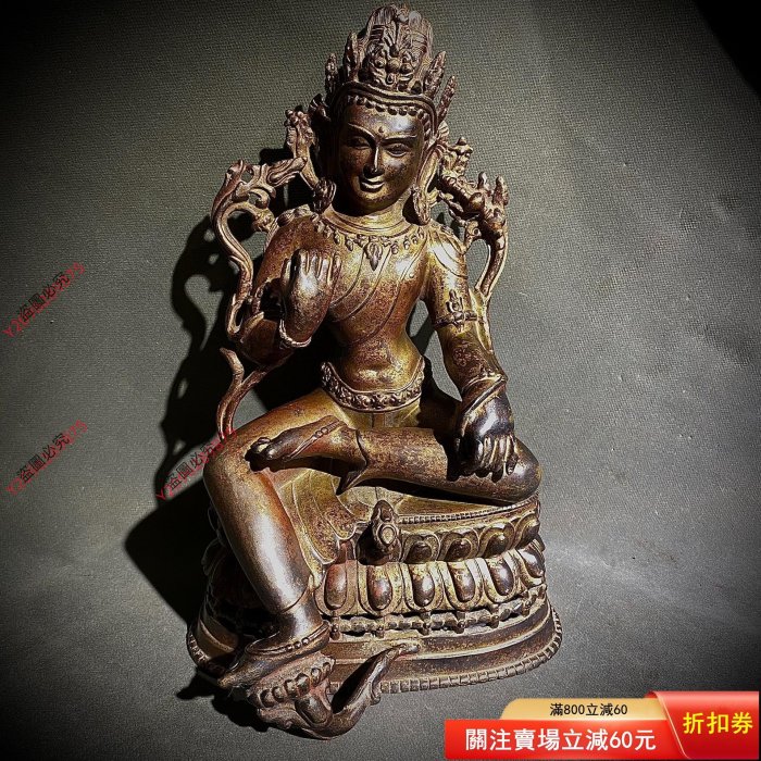 收藏級老佛像帕拉風格綠度母佛像純銅老佛像皮殼老氣老味十足古玩雜項