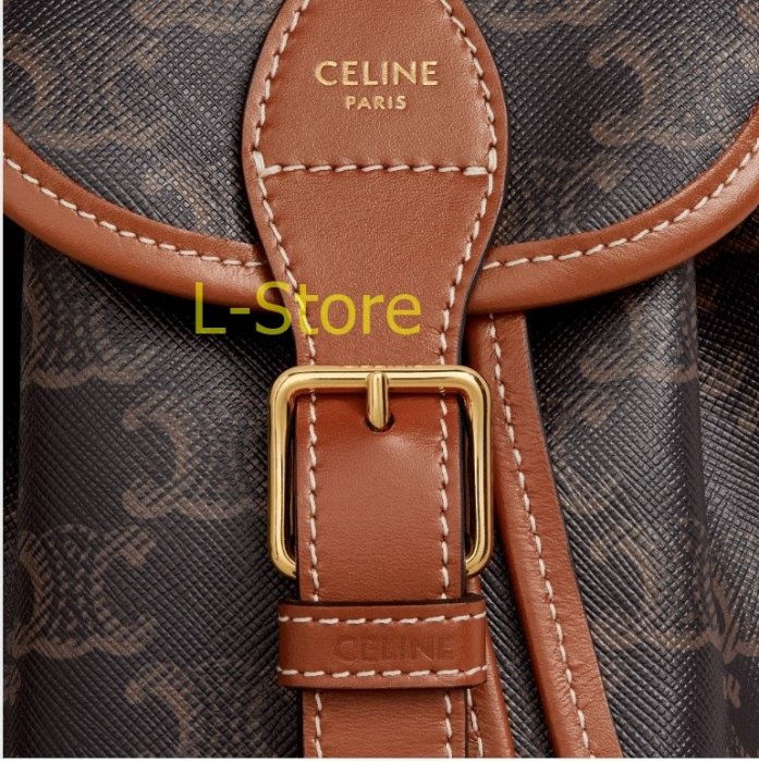 L-store@現貨Lisa 同款CELINE TRIOMPHE 經典帆布小牛皮BACKPACK FOLCO