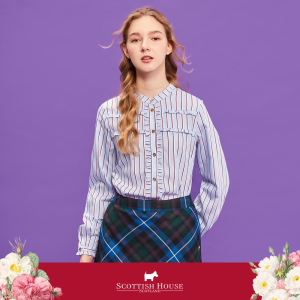 【SCOTTISH HOUSE】條紋荷葉襯衫 (CGT21357)
