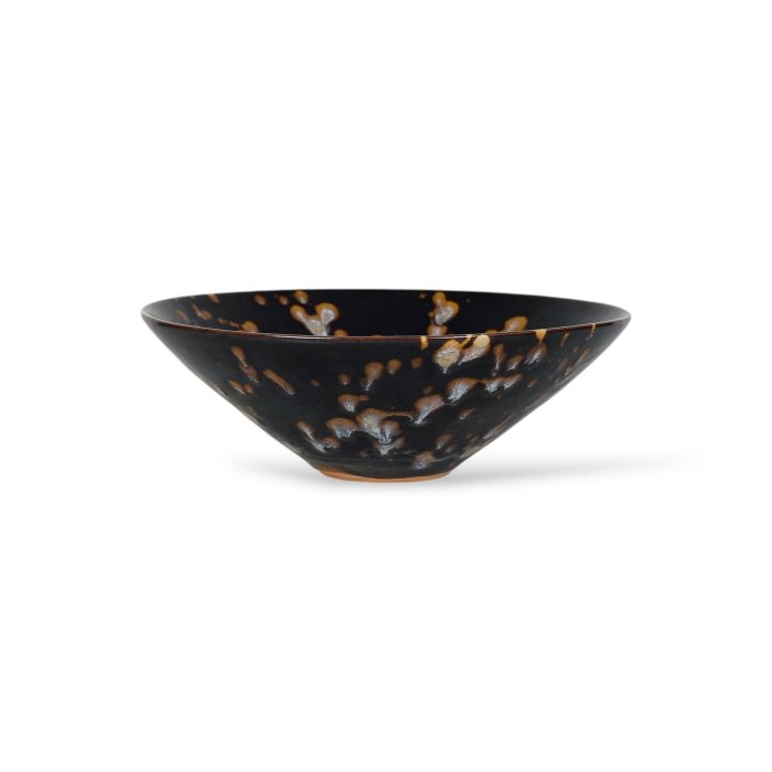 博古珍藏》宋．吉州窯玳瑁釉茶盞(斗笠碗)．早期收藏．老件文物茶具瓷器