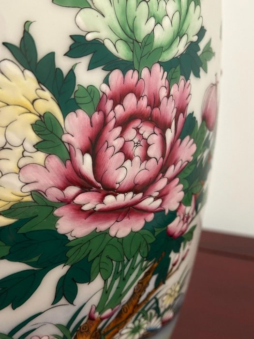 凤凰牡丹花瓶 日本景德鎮鳳凰牡丹花瓶，全品無瑕疵。純手繪膠趾釉五| Yahoo拍賣
