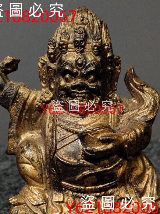 舊藏西藏收老純銅泥金佛像【大黑天財神】造型獨特財進寶品相完好高12.5