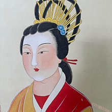 AJ232【張大千】仕女圖四尺中堂畫貼雙信札純手繪作品裝裱尺寸【東方