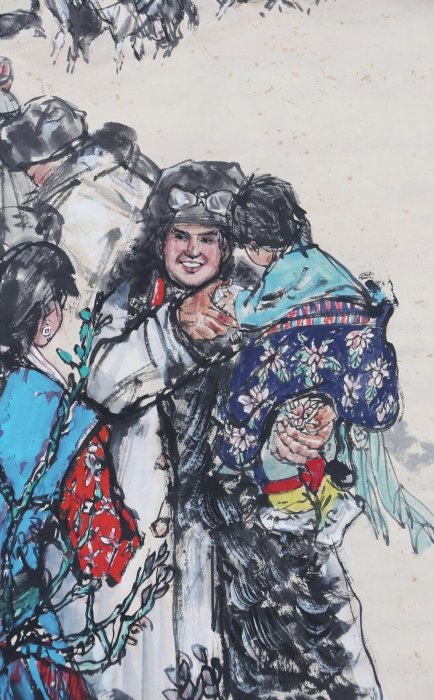 黃胄人物圖精裝裱立軸，溥傑題詩堂作序，尺寸65X48CM宣紙，喜愛收藏