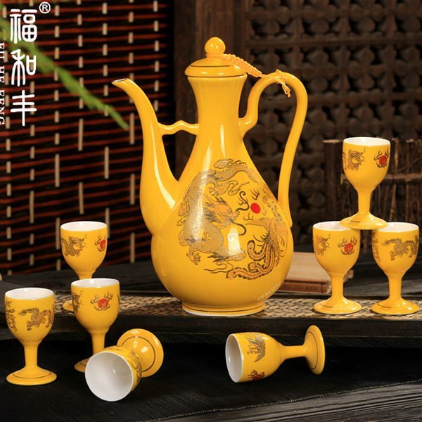 5Cgo【茗道】含稅會員有優惠42293340596 龍鳳呈祥陶瓷古代皇宮酒具酒壺