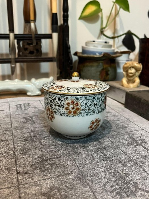 嚴選日本明治時期古九谷陶瓷客杯老窯匠谷口駒吉手造高溫柴燒茶杯收藏級