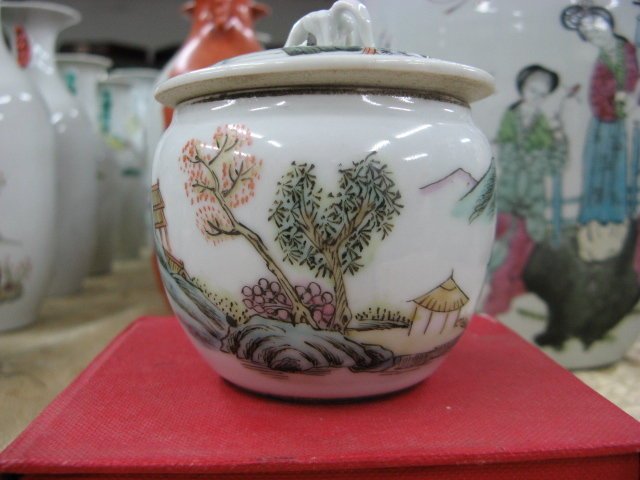 順治臻藏～sjc a111《早期收藏瓷器》**粉彩山水小蓋罐八大山人黃海興