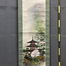 嚴選華峰創作設色山水茶掛《櫻山樓閣圖》，精工細作國畫藝術品，適合