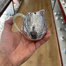 999純銀公道杯，純手工打造，通體純銀，玉柄， 容量260毫升左右古董