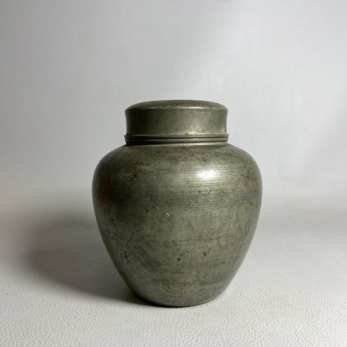古玩輕鬆拍】老日本時代煎茶道具名工匠乾茂號造落款古錫茶罐/茶心壺