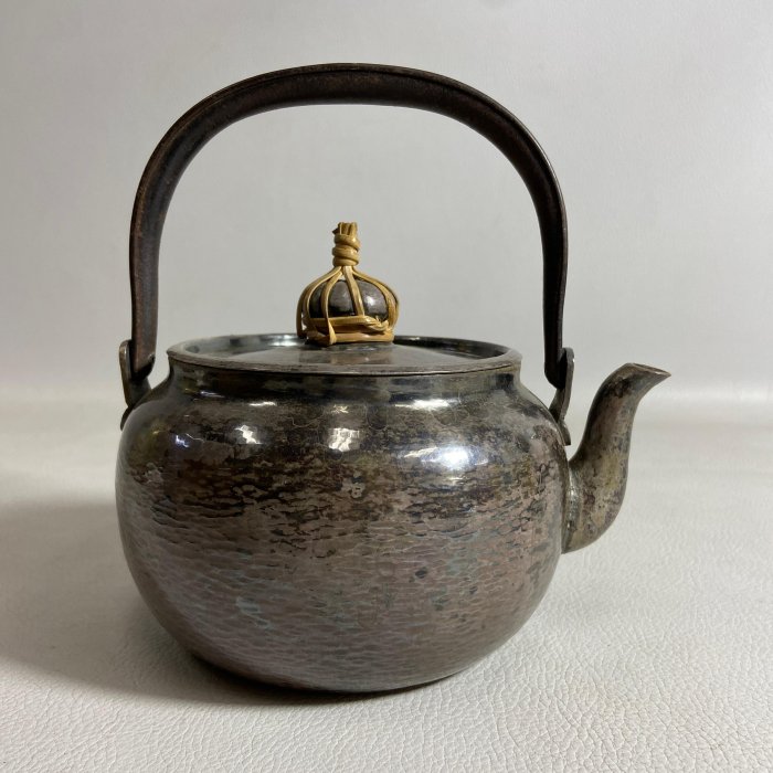 純銀額裝 光則純銀 傳統工藝芸 時代物 obg-n513, 大淵光則吉祥龜甲紋花紋一張打工藝純銀燒水銀壺约1.2L 純銀銀壺