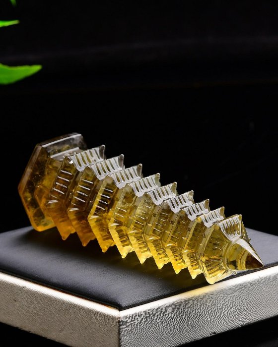 美貨620尺寸111.42.42】純天然黃水晶文昌塔，黃水晶能量塔擺件，顏色
