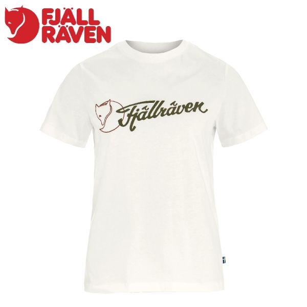 【Fjallraven 小狐狸 女 Archive Logo T恤《蛋殼白》】F14600269/機能衣/排汗衫/運動衫/棉T