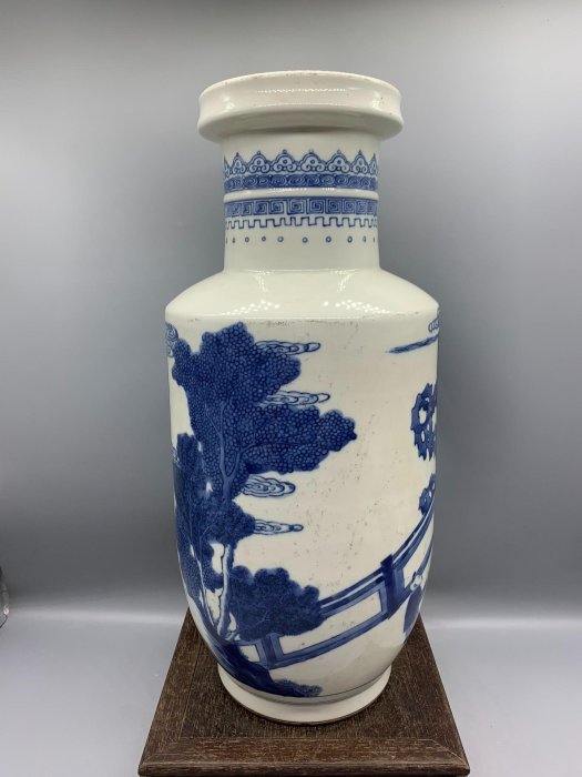 康熙年制青花人物故事棒槌瓶嚴選古瓷收藏品老物件瓷器青花瓷古董