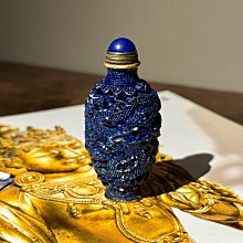 清中期仿青金石龍鳳雕瓷簍空鼻煙壺| Yahoo拍賣