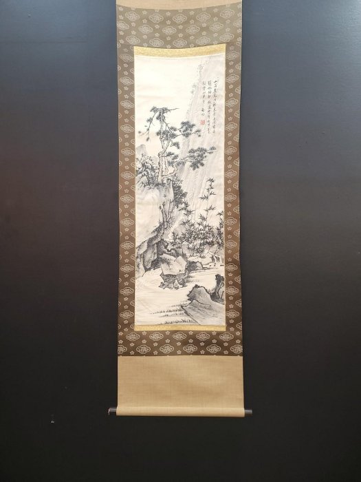 可議價ALL214 啟功紙本山水立軸畫心尺寸33x99cm143957古玩收藏擺件