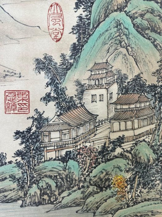 BH03【倪瓚】山水仿古三尺中堂畫純手繪作品裝裱尺寸:191*58cm左右畫芯