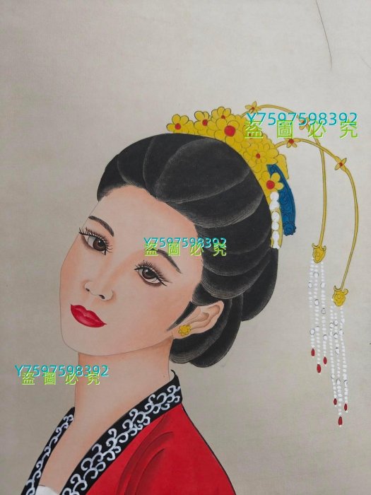 AA33 純手工字畫四尺中堂張大千人物作品材質:宣紙裝裱尺寸：21